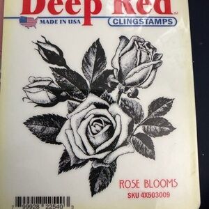 Deep Red Rose Blooms Cling Stamps